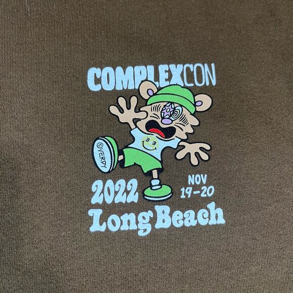 Complex Con x Verdy 2022 Long Beach Brown Pullover Hoodie Size M New - Picture 4 of 6